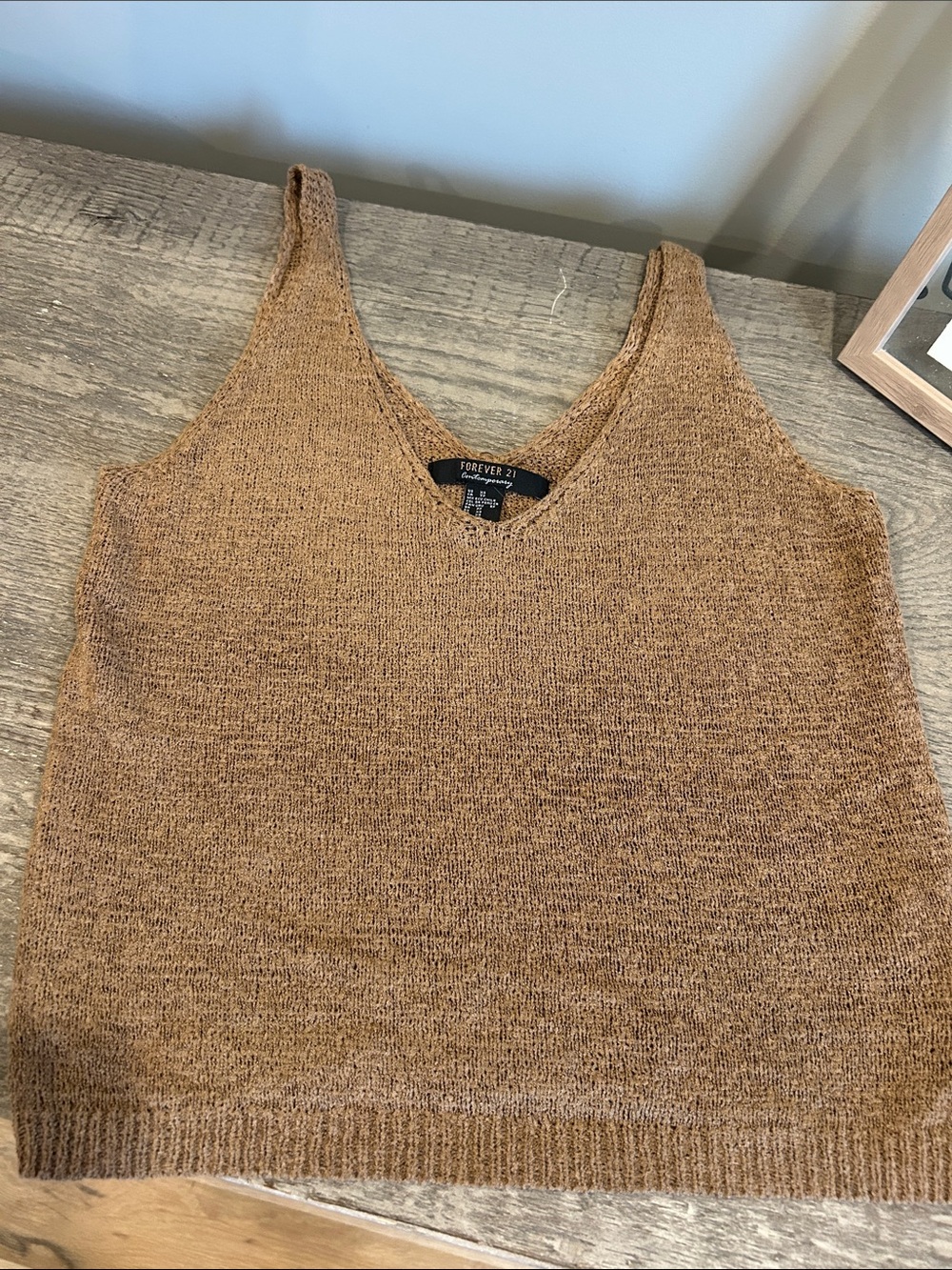Forever 21 Camel Brown V-Neck Knit Tank